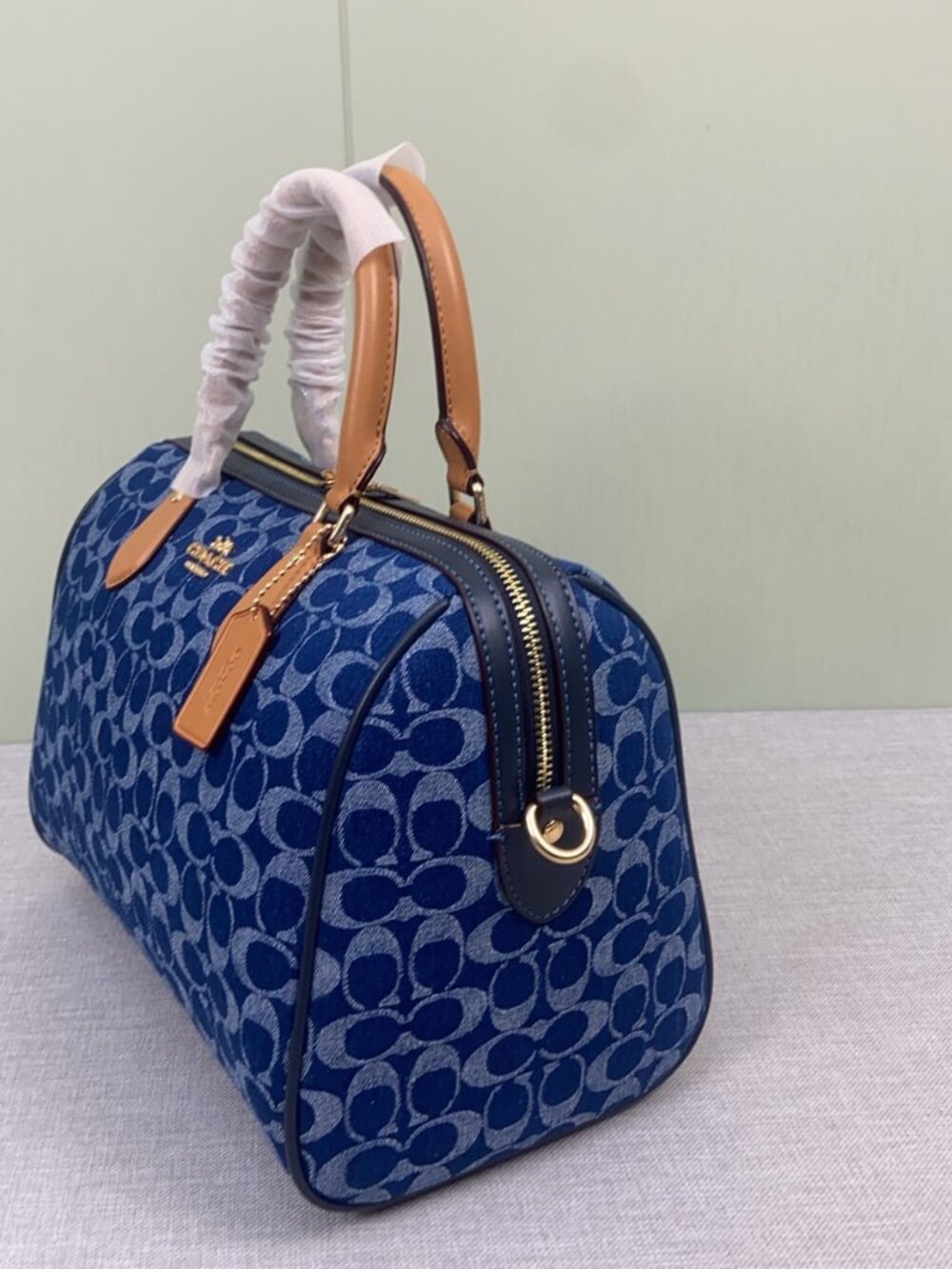 Coach Rowan Large Satchel Bag In Signature Denim Canvas - Picture 6 of 9